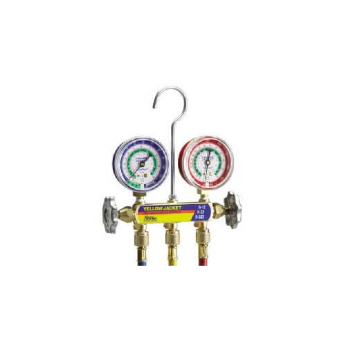 Series 41 Heat Pump Manifold w/ 3-1/8" Refrigerant Gauges (R22/R407C/R410A)