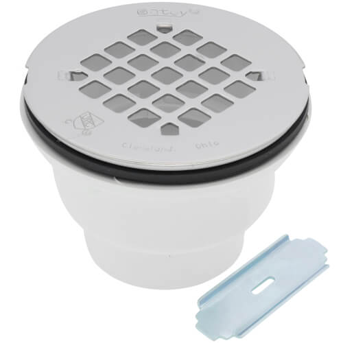 2" 102 Series 2-Part PVC Solvent Weld Shower Drain with Stainless Steel Strainer