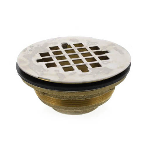 1-1/2" Threaded Brass Caulk Shower Drain w/Stainless Steel Strainer (101 NPT)
