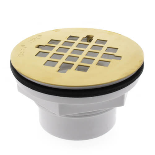 2" PVC Solvent Weld Shower Drain with UltraShine PVD Brass Strainer
