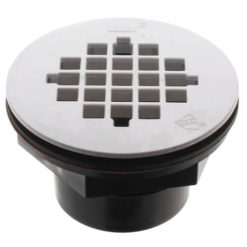 2" ABS Solvent Weld Shower Drain with White Plastic Strainer