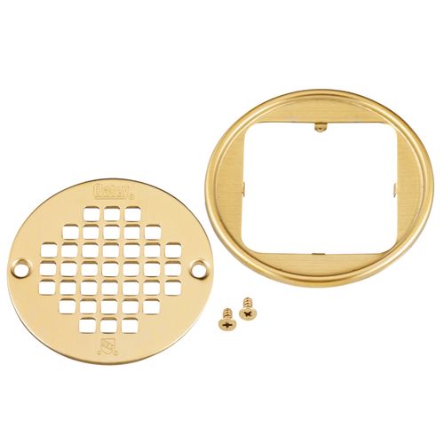 130 Series Round Screw-In Shower Strainer w/ Ring (Brushed Gold)