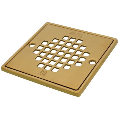 1130 Series Square Shower Drain with Stainless Steel Strainer w/ Ring (Brushed Gold)