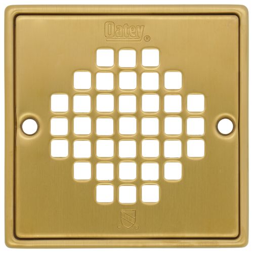 1130 Series Square Shower Drain with Stainless Steel Strainer w/ Ring (Brushed Gold)