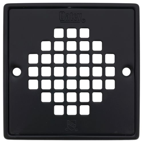 130 Series Square Shower Drain with Stainless Steel Strainer w/ Ring (Matte Black)