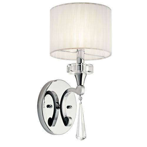 Parker Point 15.5" 1 Light Wall Sconce w/ Optical Crystal Accents and Organza Fabric (Chrome)