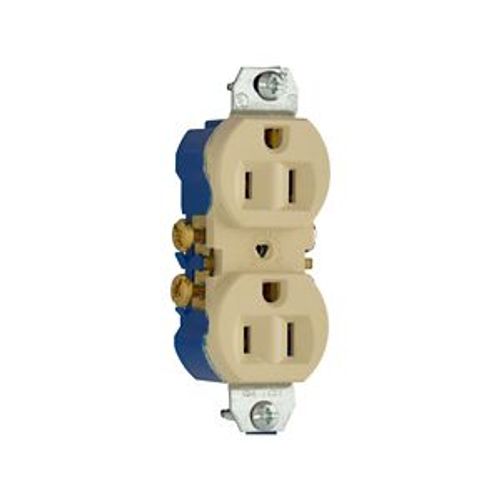 Residential Duplex Receptacle, #14-10 Awg 15A 125V, SideAnd Push, Ivory, High-Impact Duplex, 4270V