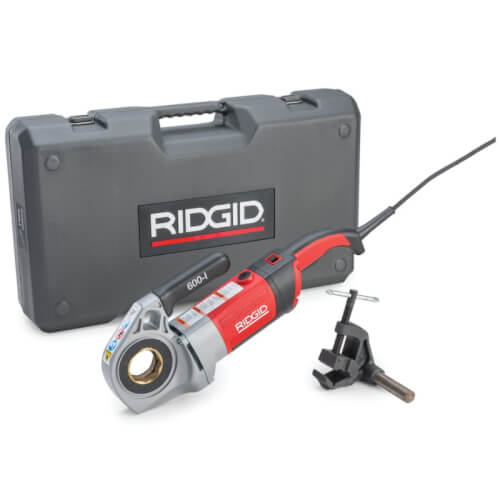 600-I Hand-Held Power Drive Pipe Threader with (4) 1/2" to 1-1/4" NPT 11R Die Heads, Carry Case, and Support Arm