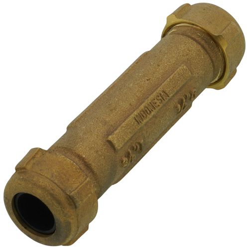 3/8" IPS (1/2" CTS) Brass Compression Coupling Long (Lead Free)