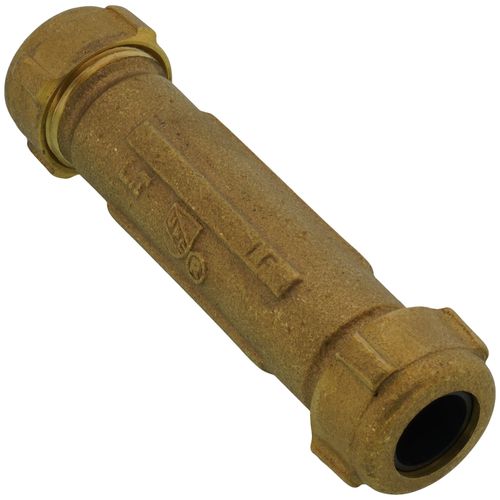 3/8" IPS (1/2" CTS) Brass Compression Coupling Long (Lead Free)