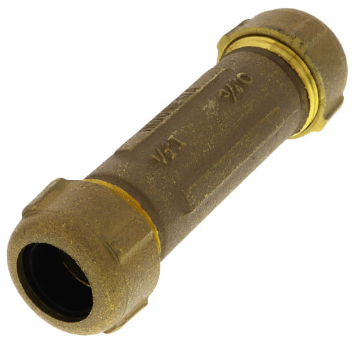 1/2" IPS (3/4" CTS) Brass Compression Coupling Long (Lead Free)
