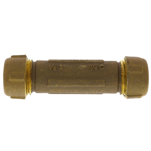 1/2" IPS (3/4" CTS) Brass Compression Coupling Long (Lead Free)