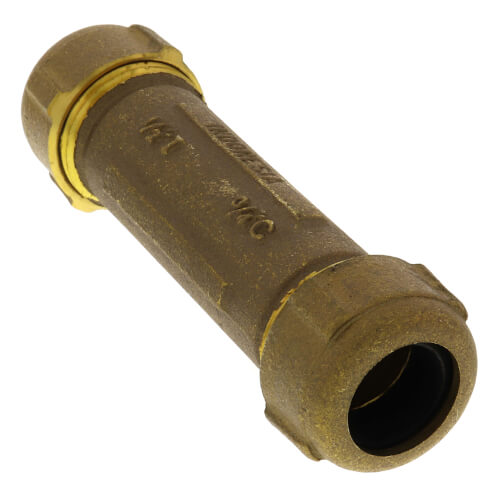 1/2" IPS (3/4" CTS) Brass Compression Coupling Long (Lead Free)