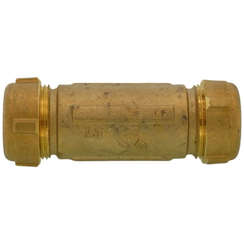 3/4" IPS (1" CTS) Brass Compression Coupling Long (Lead Free)