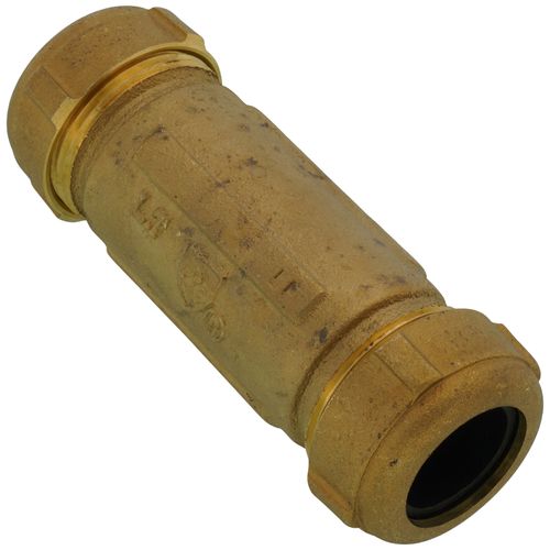 3/4" IPS (1" CTS) Brass Compression Coupling Long (Lead Free)