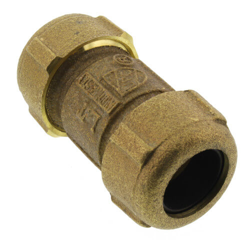 1/2" IPS (3/4" CTS) Brass Compression Coupling Short (Lead Free)