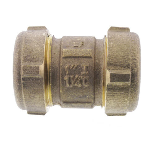 1" IPS (1-1/4" CTS) Brass Compression Coupling Short (Lead Free)