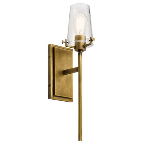 Alton 22" 1 Light Wall Sconce w/ Clear Seeded Glass (Natural Brass)