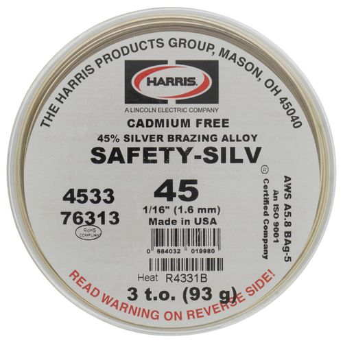 1/16" Safety-Silv Silver (45%), 3 Troy Oz