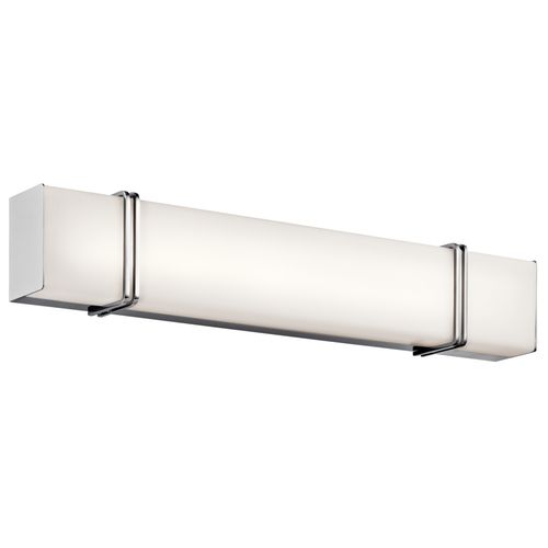 Impello 30.25" LED Linear Vanity Light w/ Satin Etched White Glass, (Chrome)
