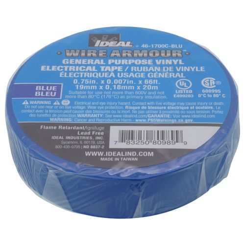 3/4" x 66' General Purpose Vinyl Electrical Tape, 7mm (Blue)