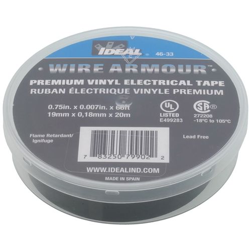 3/4" x 66' Professional Grade Vinyl Electrical Tape (Black)