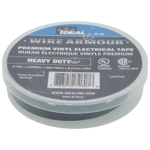 3/4" x 66' Heavy Duty Professional Grade Vinyl Electrical Tape (Black)