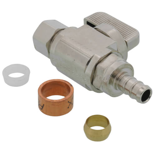 3/8" PureFlow PEX Crimp x 3/8" OD Compression Straight Stop, Lead Free (Chrome)