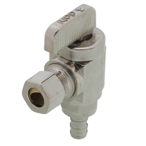 3/8" PureFlow PEX Crimp x 3/8" OD Compression Angle Stop, Lead Free (Chrome)
