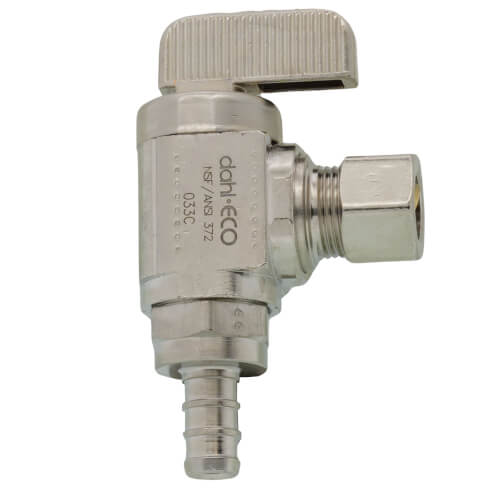 3/8" PureFlow PEX Crimp x 3/8" OD Compression Angle Stop, Lead Free (Chrome)