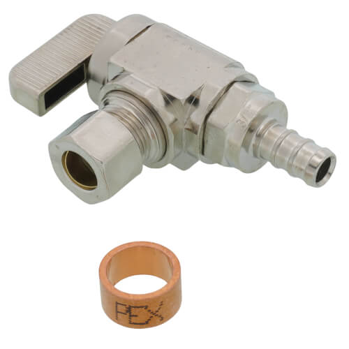 3/8" PureFlow PEX Crimp x 3/8" OD Compression Angle Stop, Lead Free (Chrome)
