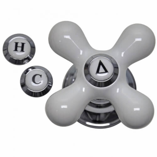 Faucet Cross-Arm Handle in White (Chrome)