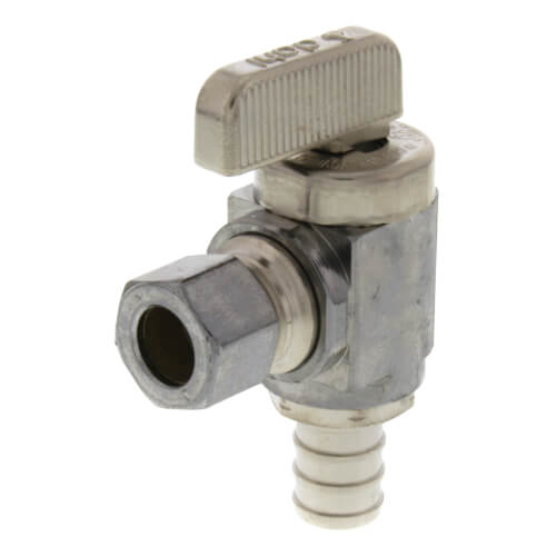 1/2" PureFlow PEX x 3/8" OD Compression Angle Stop Valve, No Lead