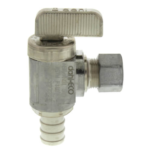 1/2" PureFlow PEX x 3/8" OD Compression Angle Stop Valve, No Lead