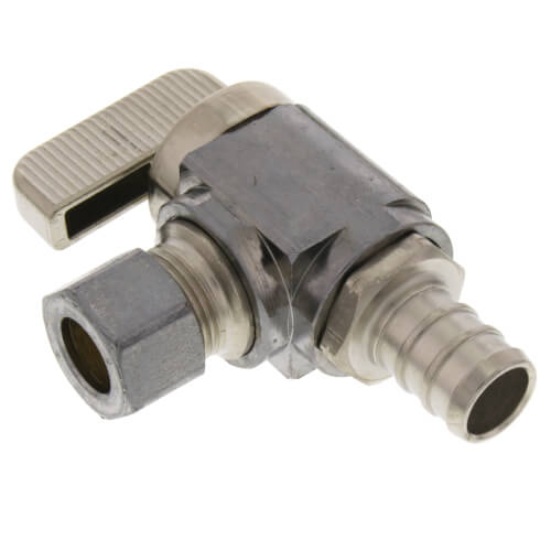 1/2" PureFlow PEX x 3/8" OD Compression Angle Stop Valve, No Lead