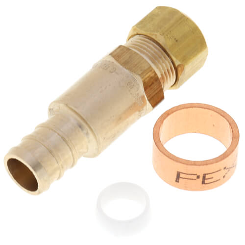 1/2" PureFlow PEX Crimp x 1/4" Compression Lav Adapter (Brass Nut) 4 1/2" PureFlow PEX Crimp x 1/4" Compression Lav Adapter (Brass Nut)
