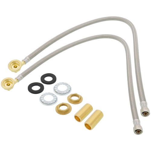 E-Z Install Wall Mount Stainless Steel Water Line Kit, 3/8\