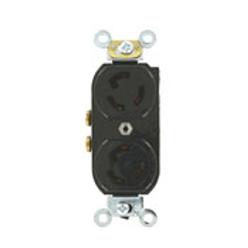15 Amp-125V 2-Pole, 3-Wire, Duplex Flush Receptacle w/ Split Feed: 2 Hot Feeds and 2 Neutral Returns, Self-Grounding (Black)