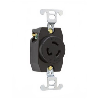 Turnlok Single Receptacle, 15A, 2 Pole, 3-Wire, NEMA L5-15R - Black (125V)