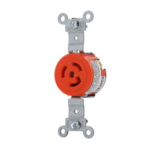 15A, 125V NEMA L5-15R, 2P, 3W, Single Locking Receptacle, Isolated Ground, (Orange)