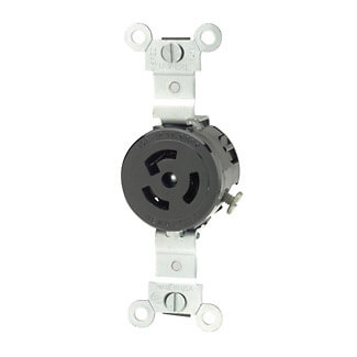 Industrial Grade Locking Receptacle, 15A, 2P, NEMA L5-15R - Black (125V)