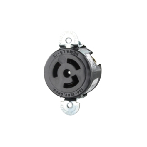 15A, 125V Single Short Strap Locking Receptacle, Industrial Grade