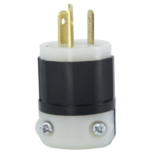 15A, 125 Volt/10A, 250 Volt,Â Non-NEMA, 3P, 3W, Plug, Straight Blade, Grounding (Black/White)