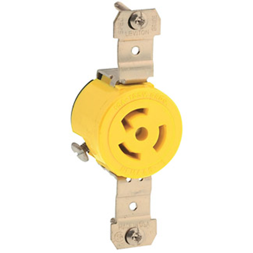 15A, 125V NEMA L5-15R, 2P, 3W, Single Locking Receptacle, Grounding, Corrosion-Resistant (Yellow)