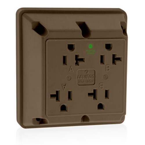 20A 4-in-1 Quadruplex Receptacle/outlet, Hospital Grade (Brown)