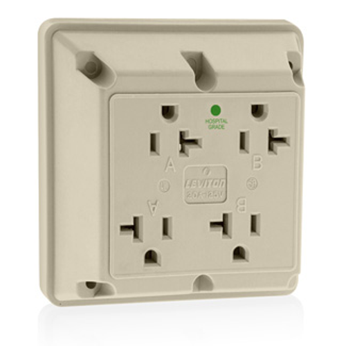 20A 4-in-1 Quadruplex Receptacle/outlet, Hospital Grade (Ivory)