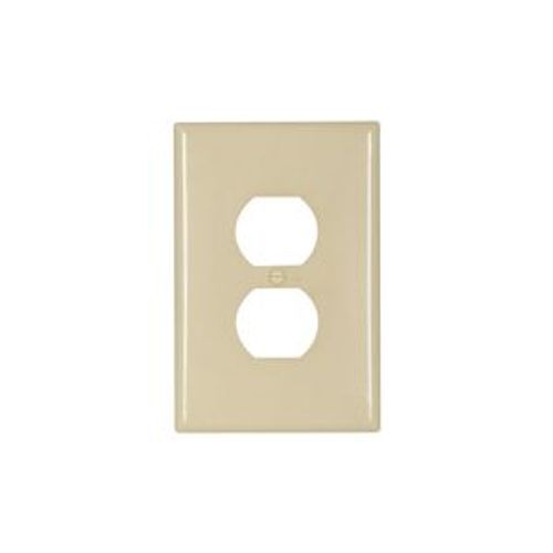 Duplex Receptacle Wallplate, Ivory, Duplex Receptacle Cutout, Thermoset, Single-Gang, Oversize, 2142V-BOX