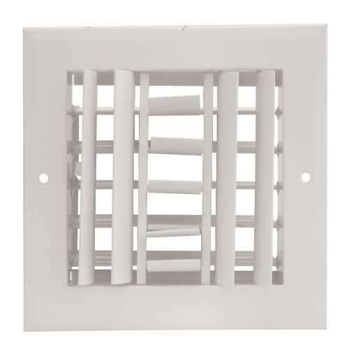 6" x 6" (Wall Opening Size) Three-Way White Sidewall/Ceiling Register (A613MS Series)