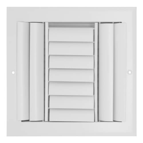 8" x 8" (Wall Opening Size) Three-Way White Sidewall/Ceiling Register (A613MS Series)