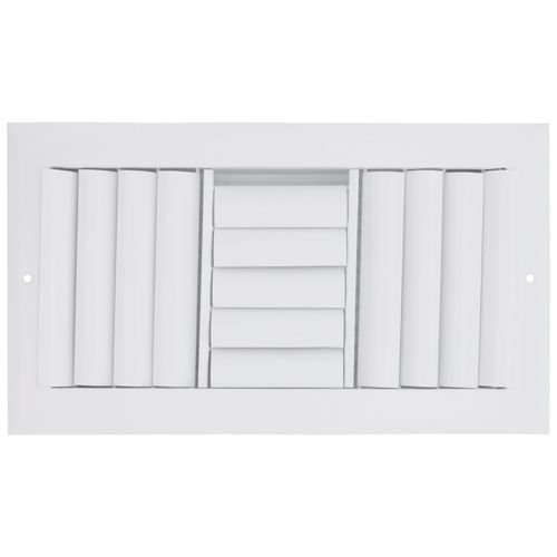 12" x 6" (Wall Opening Size) Three-Way White Sidewall/Ceiling Register W (A613MS Series)